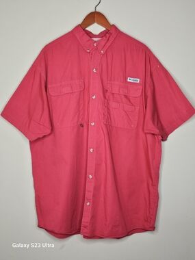 Columbia Men's Short Sleeve Fishing Shirt - Pink